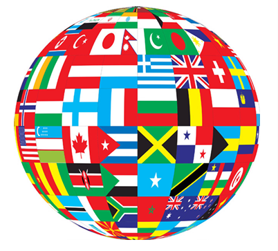 Flags around the globe image