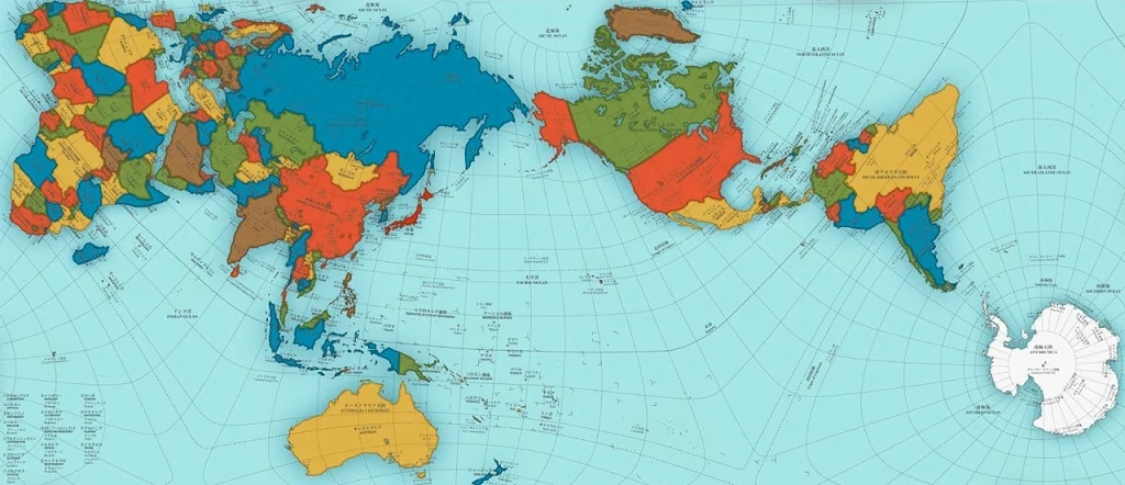 A map projection illustration showing how A.A. meetings connect around the world