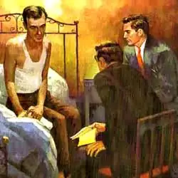 Alcoholics Anonymous member participating in an online recovery meeting from a bed