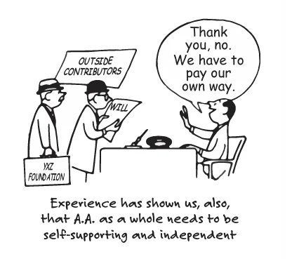 Seventh Tradition of Alcoholics Anonymous: groups are self-supporting through member contributions